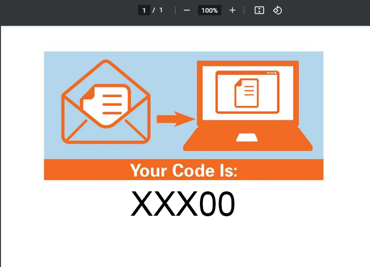 Screen capture showing verification code example