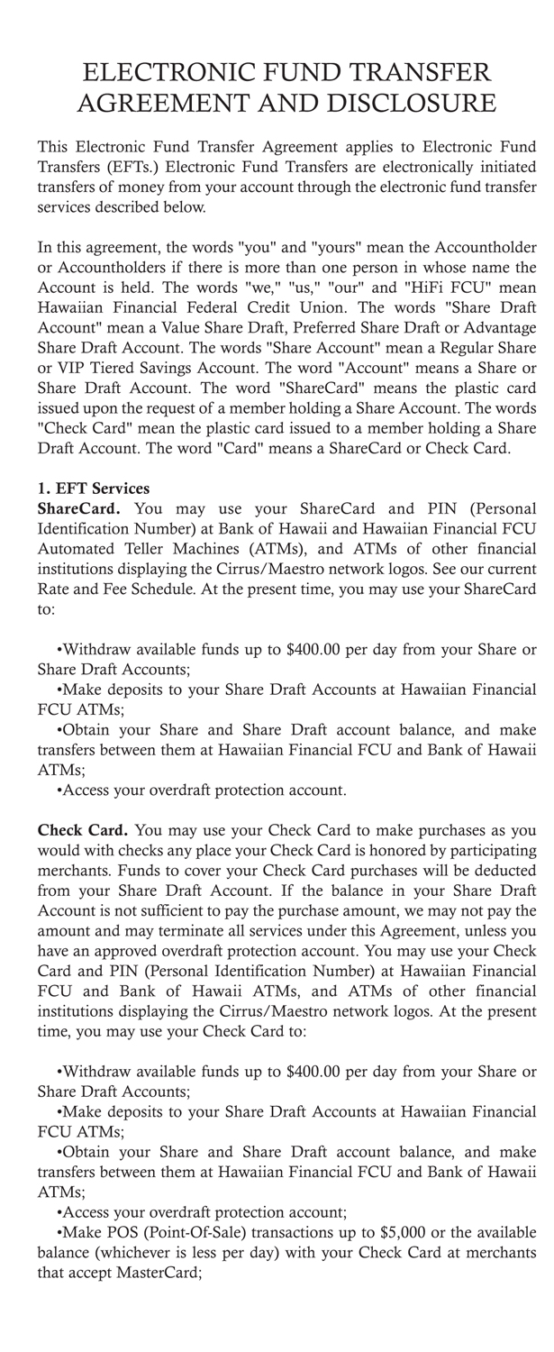 Electronic Fund Transfer Brochure Page 2