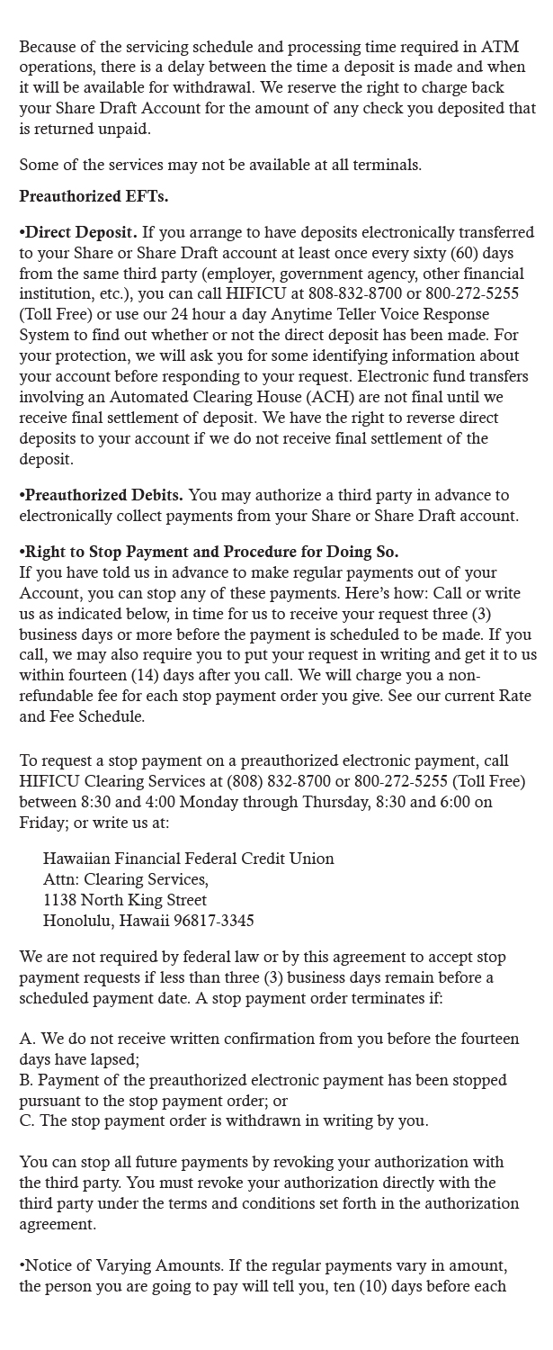 Electronic Fund Transfer Brochure Page 3