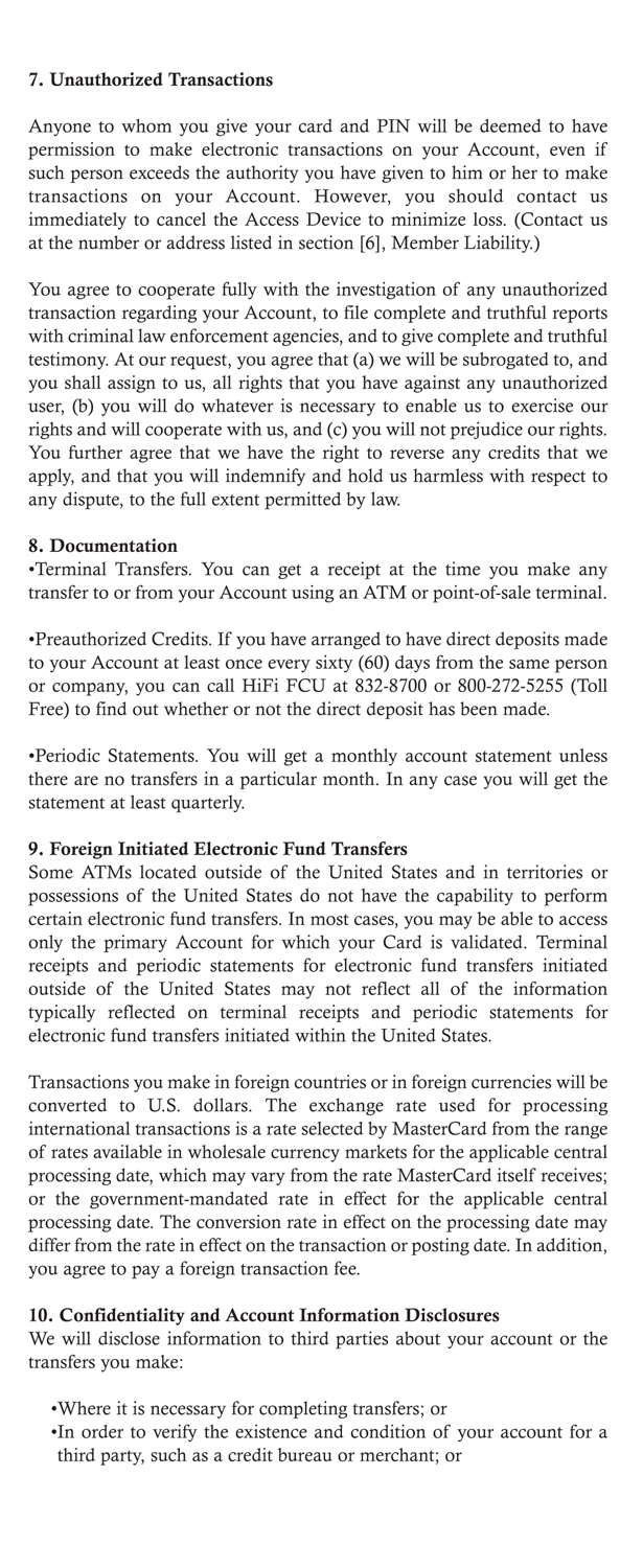 Electronic Fund Transfer Brochure Page 6