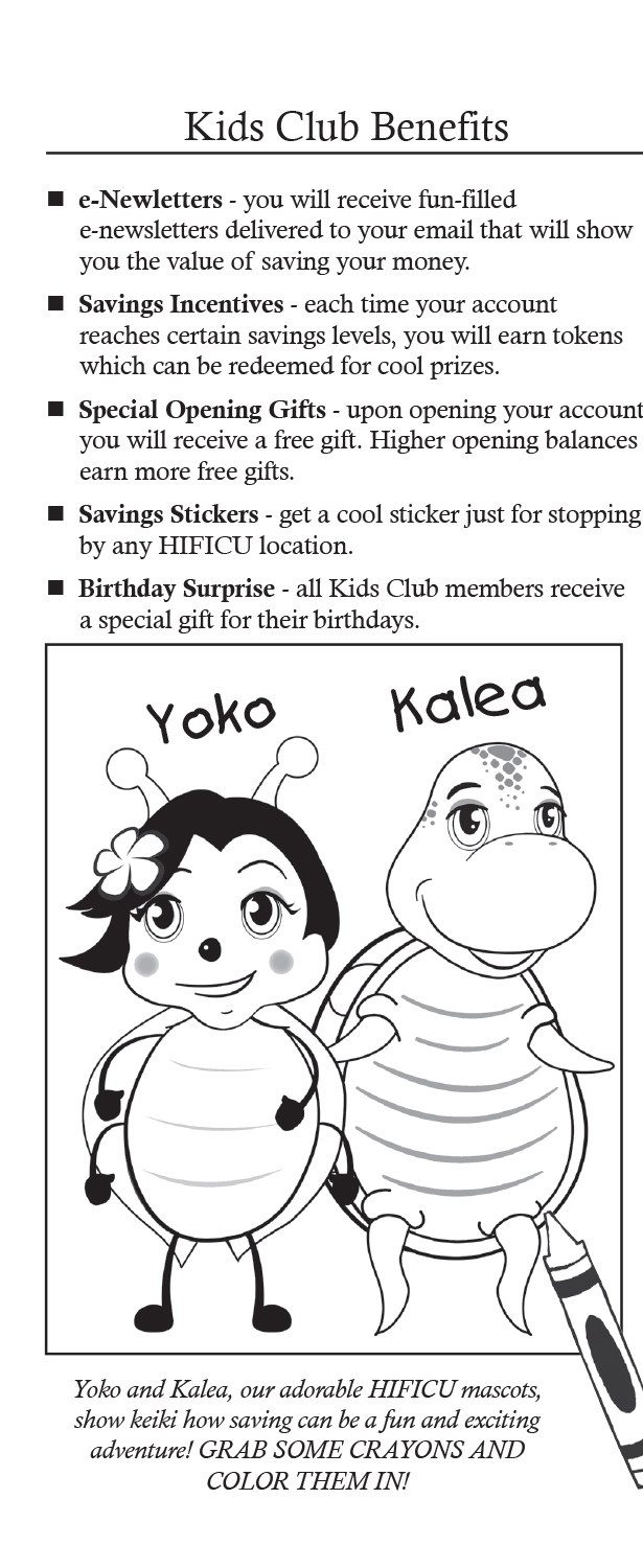 Kids Club Brochure Page 2